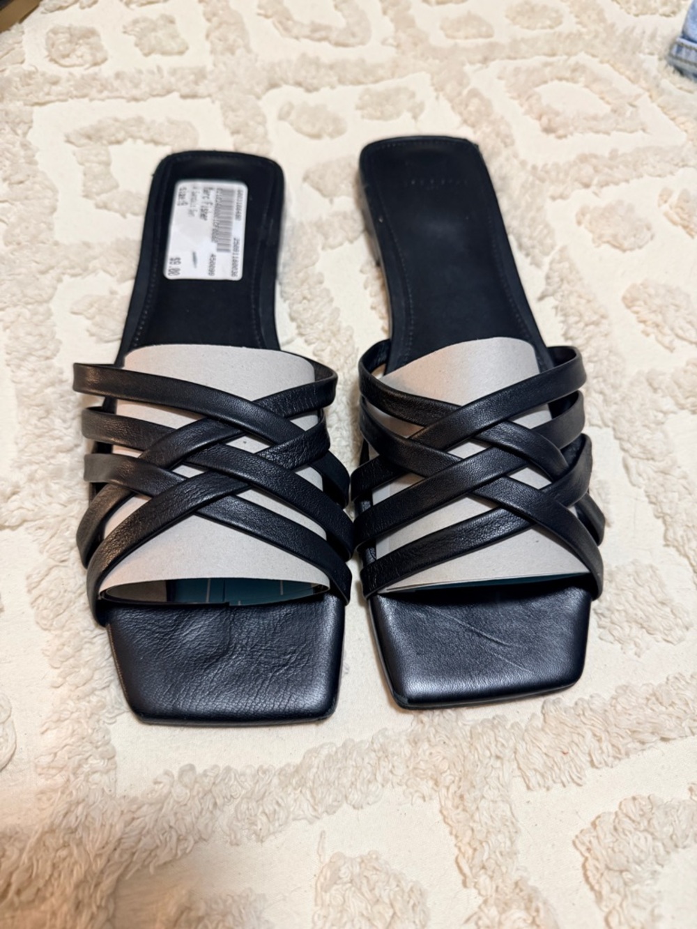 Marc Fisher Black Strappy Slide Sandals - Size 9